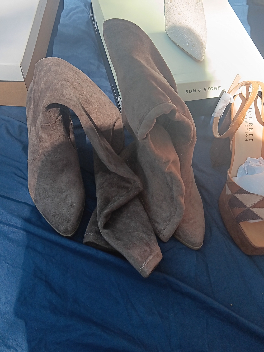 Dolce Vita Taupe Suede Over-The-Knee Boots
